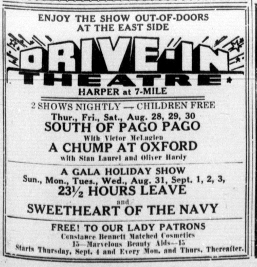 East Side Drive-In Theatre - Aug 30 1941 Ad